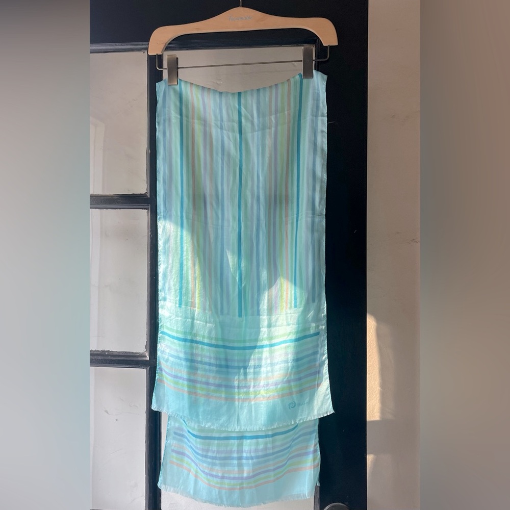 Vintage Vakko Striped Silk Scarf